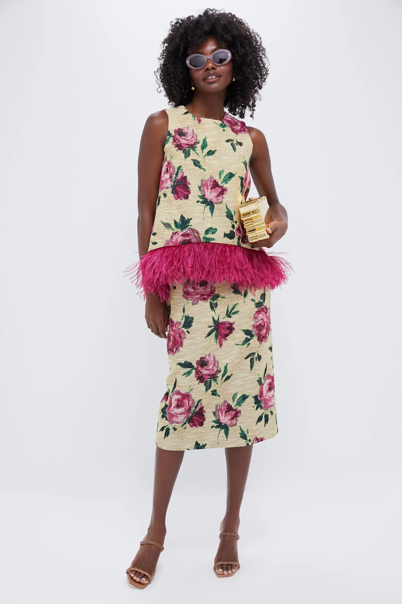 Roses La Scala Top with Feathers