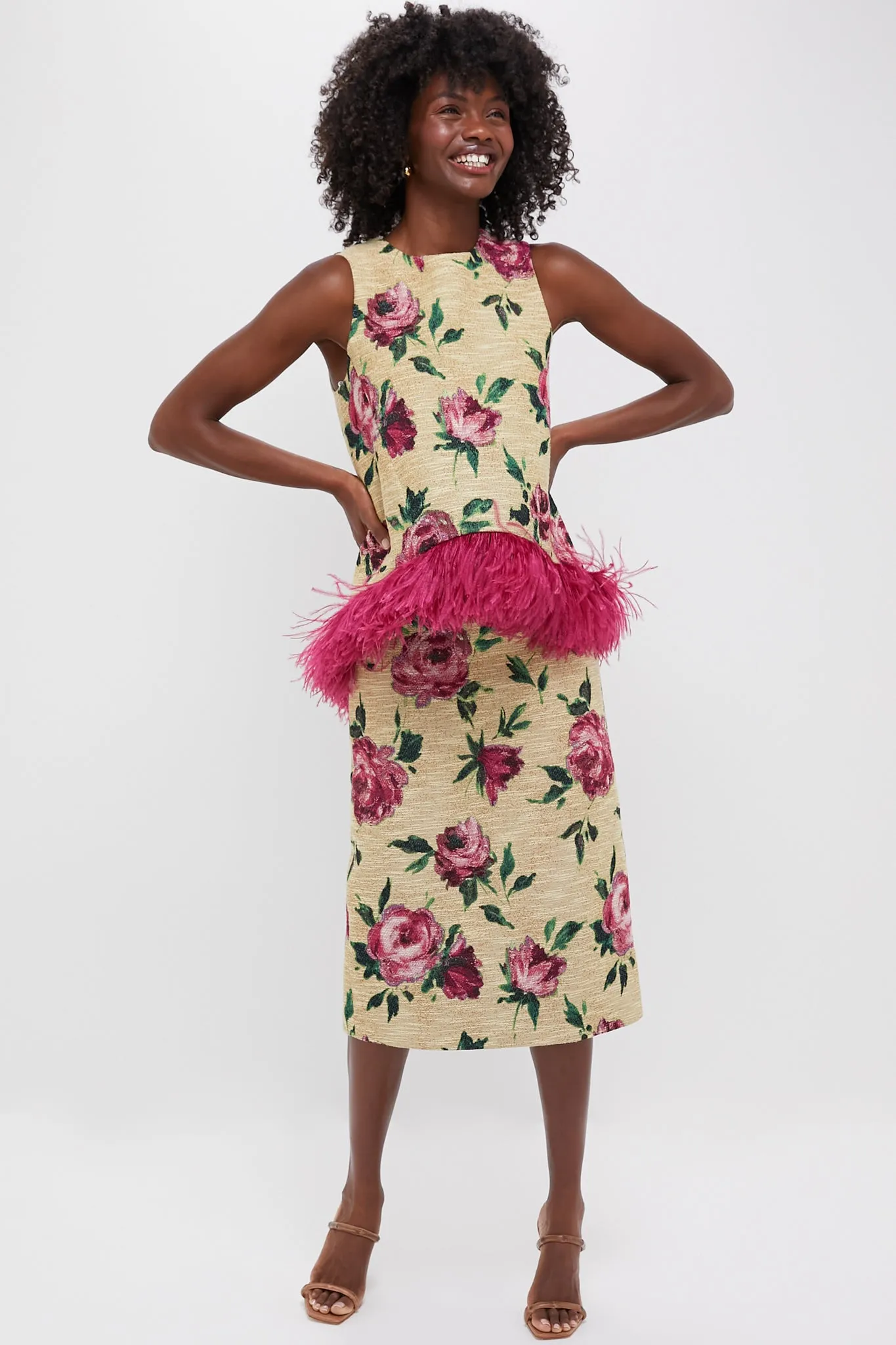 Roses La Scala Top with Feathers