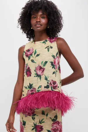 Roses La Scala Top with Feathers