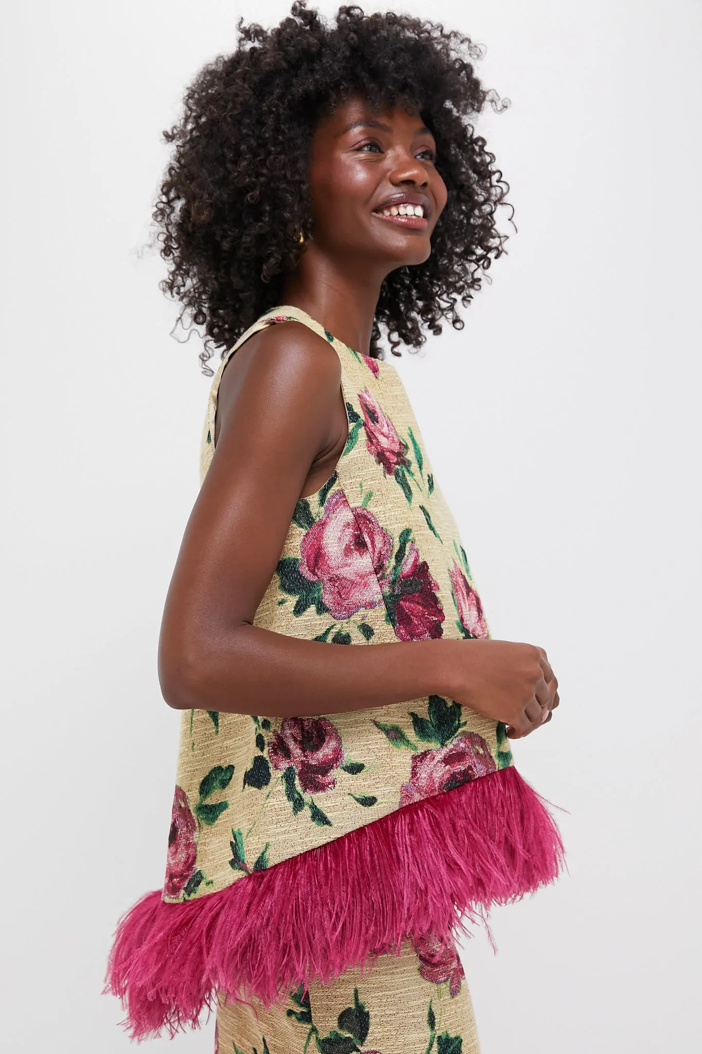 Roses La Scala Top with Feathers