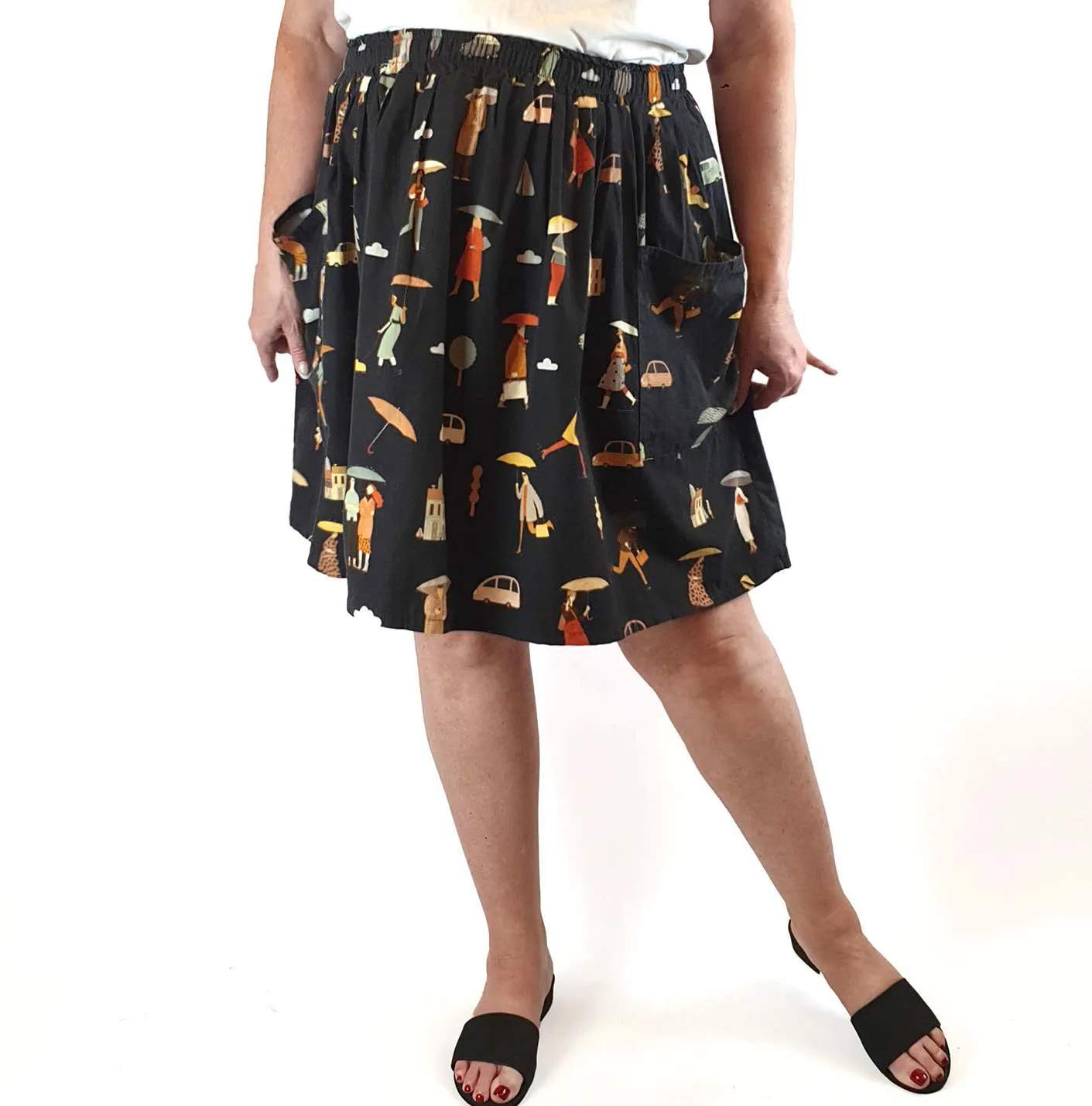 Rummage Style rainy day print skirt size 18