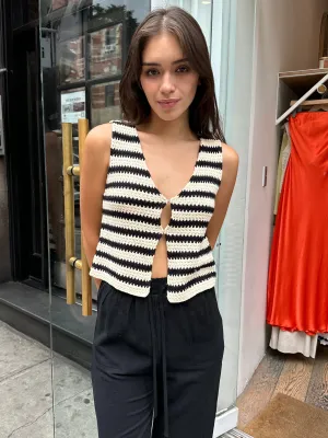 Sadie Crochet Vest in Cookie Stripe
