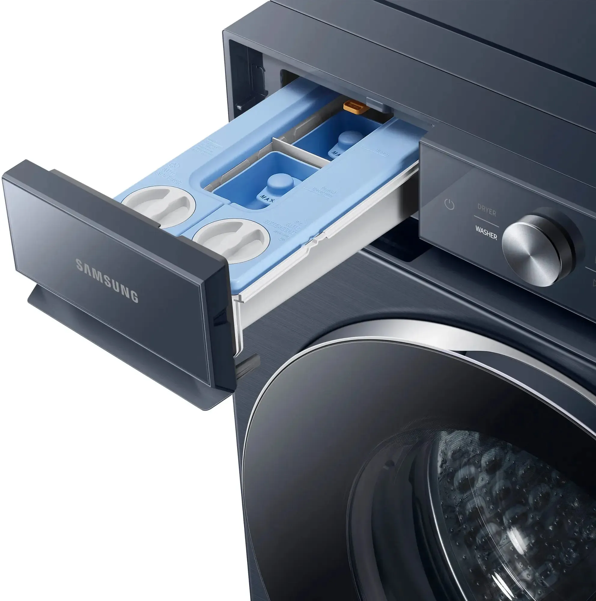 Samsung - BESPOKE 5.3 Cu. Ft. High-Efficiency Stackable Smart Front Load Washer with Steam and AI OptiWash - Brushed Navy - new