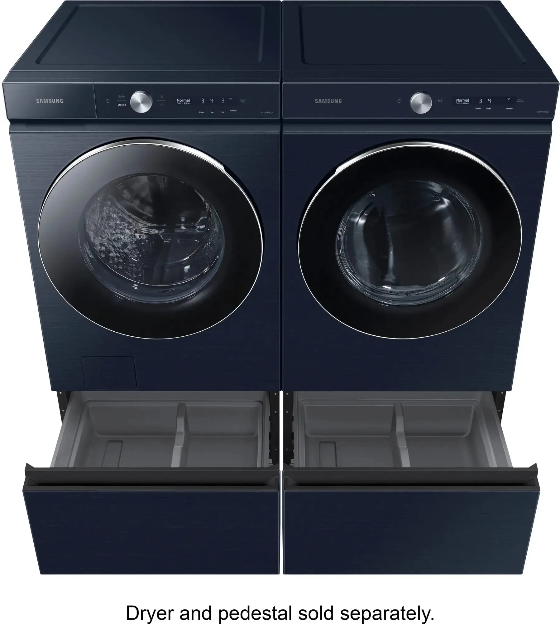 Samsung - BESPOKE 5.3 Cu. Ft. High-Efficiency Stackable Smart Front Load Washer with Steam and AI OptiWash - Brushed Navy - new