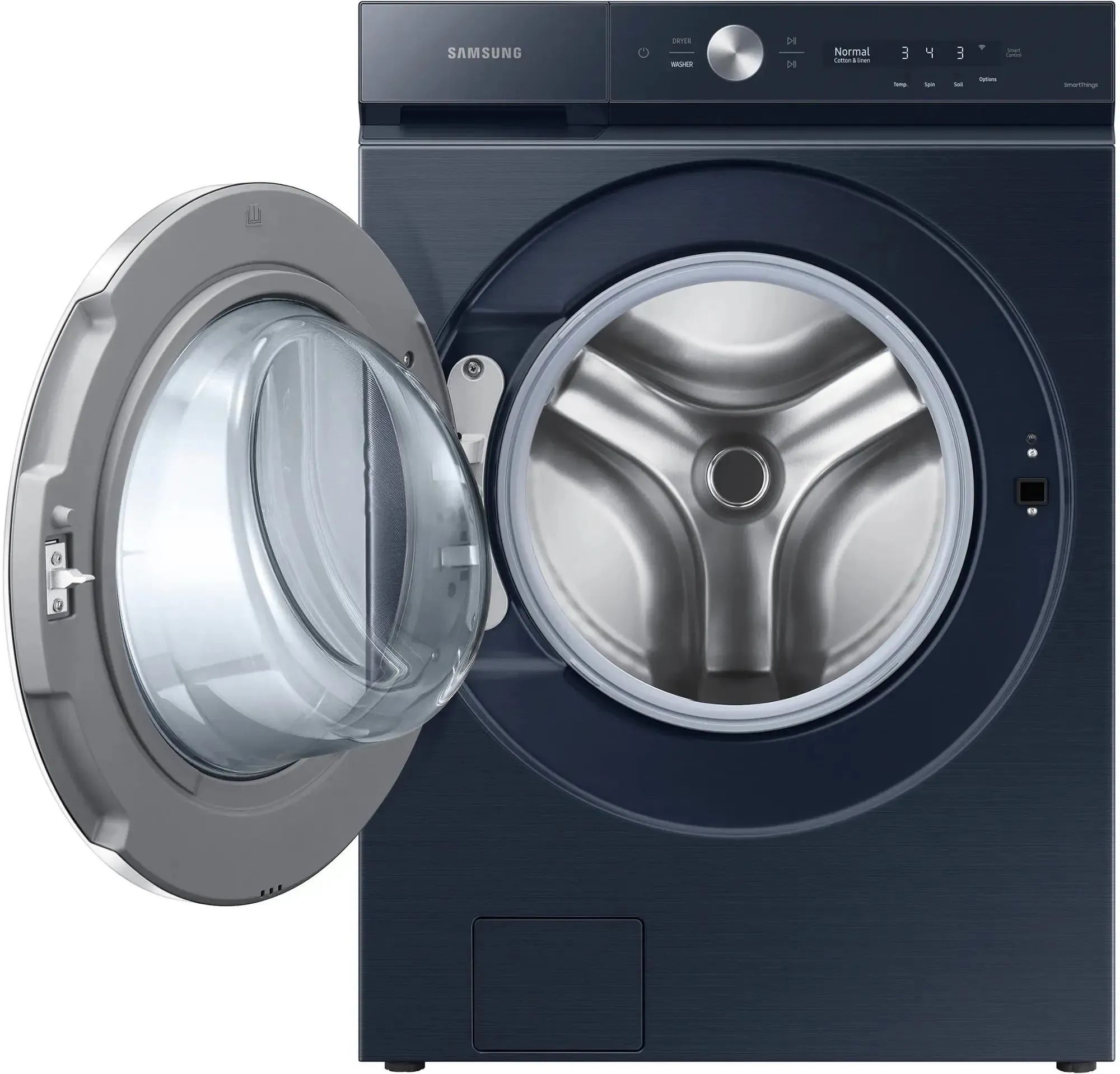 Samsung - BESPOKE 5.3 Cu. Ft. High-Efficiency Stackable Smart Front Load Washer with Steam and AI OptiWash - Brushed Navy - new