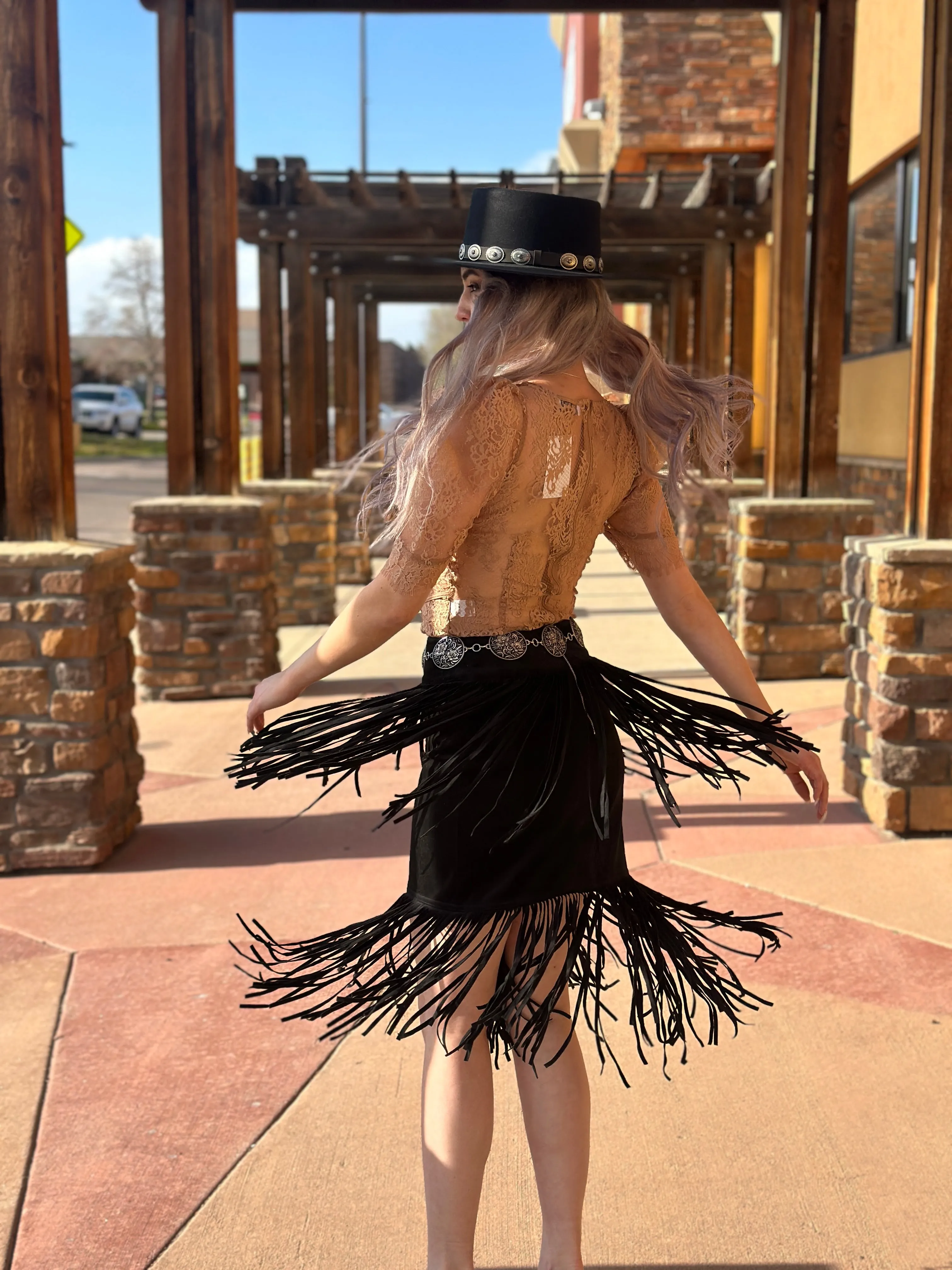 Sarahi Black Fringe Skirt