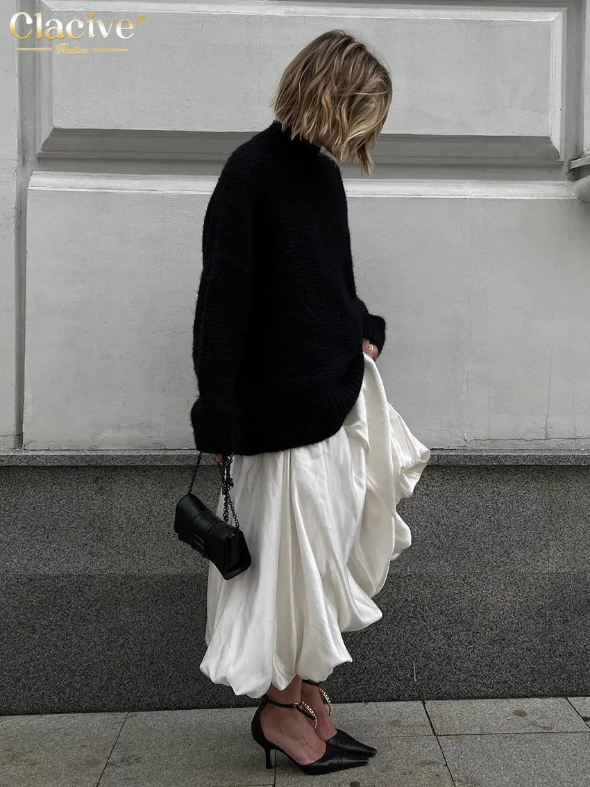 Satin Skirts For Women Elegant High Waist Ankle-Length Casual Loose