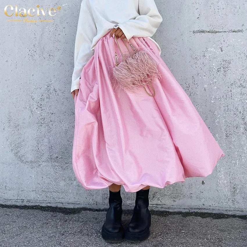 Satin Skirts For Women Elegant High Waist Ankle-Length Casual Loose
