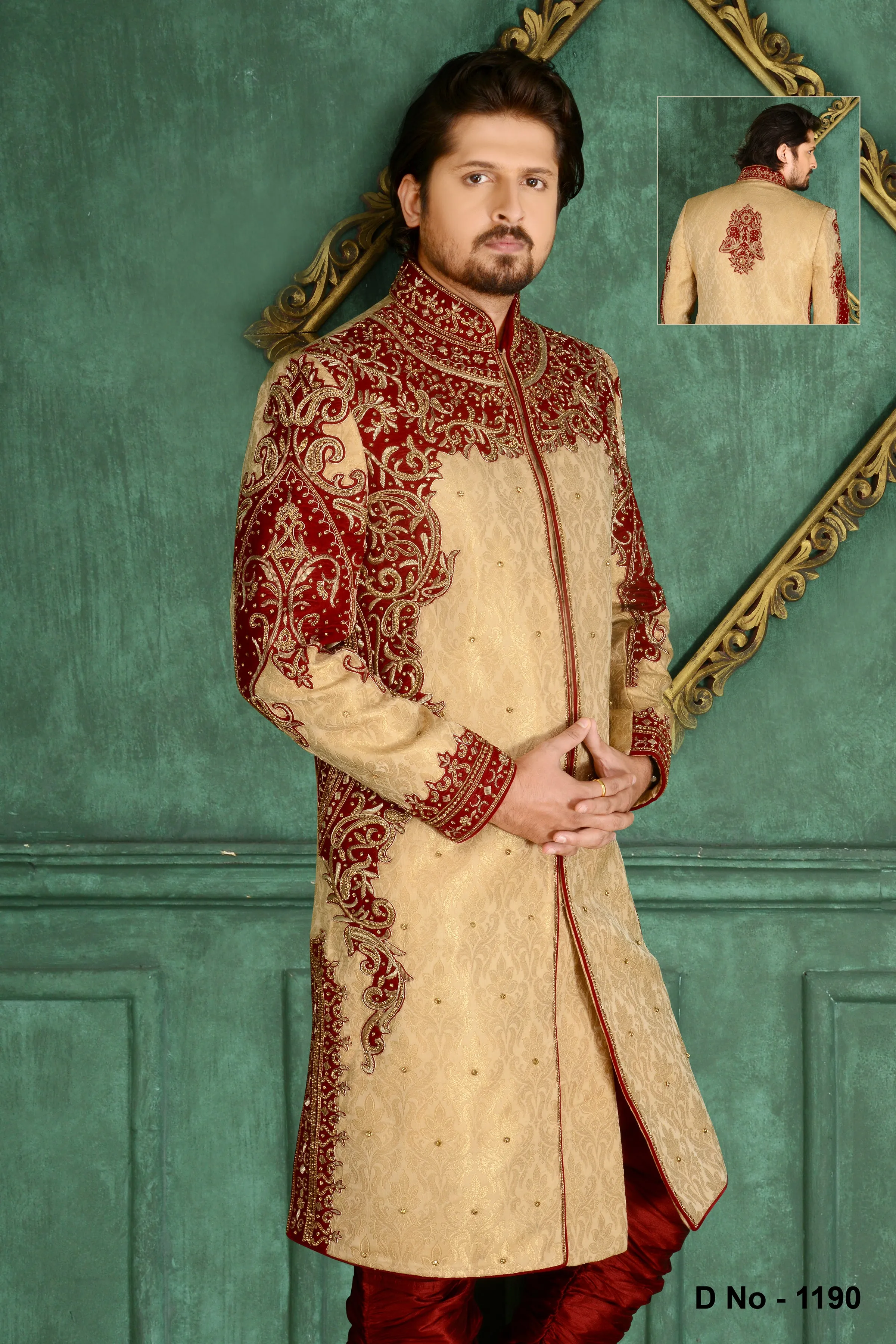 Sherwani (Custom Tailored) - (D.No.-1190)