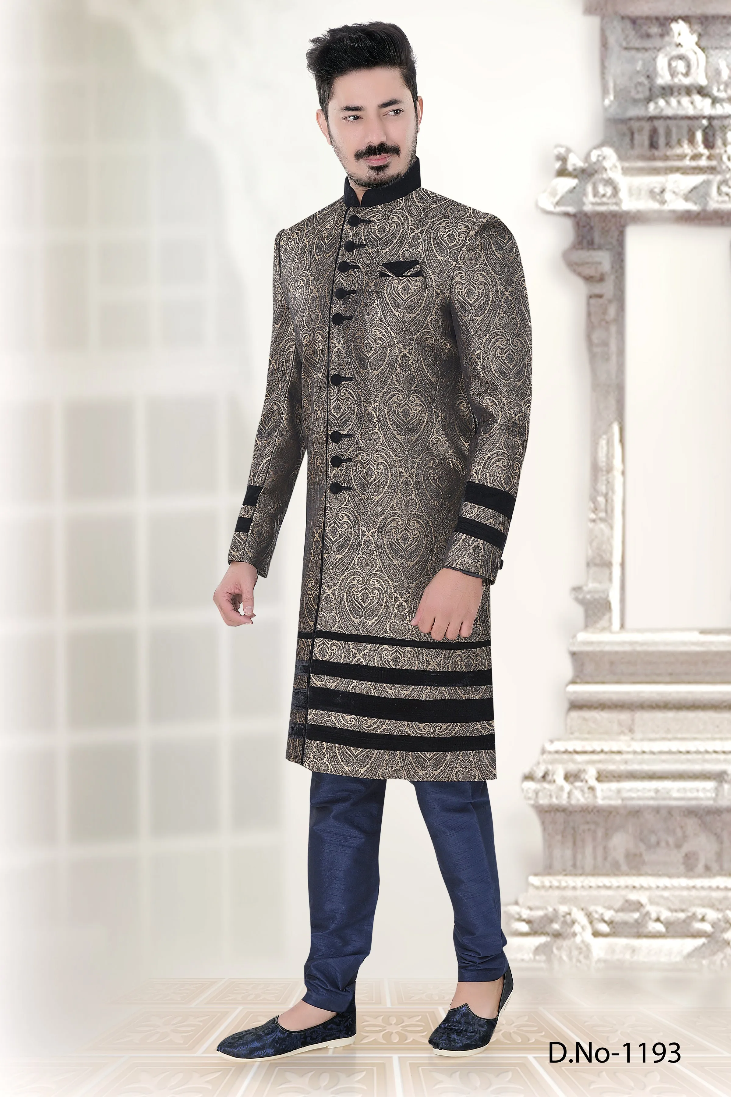Sherwani (Custom Tailored) - (D.No.-1193)