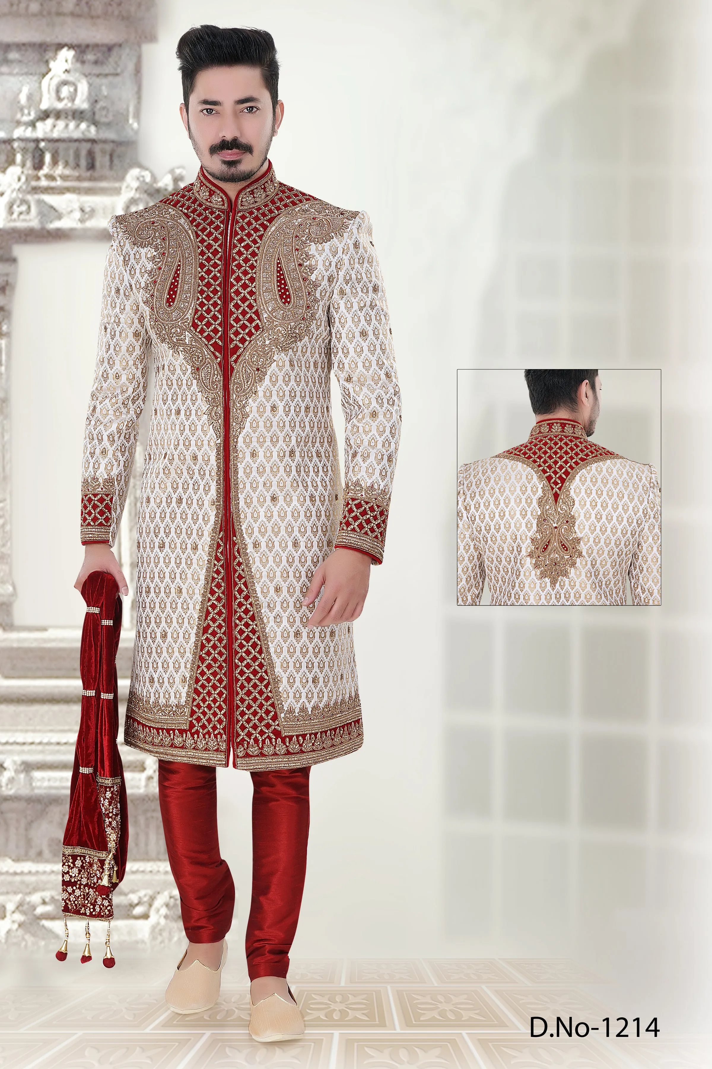 Sherwani (Custom Tailored) - (D.No.-1214)