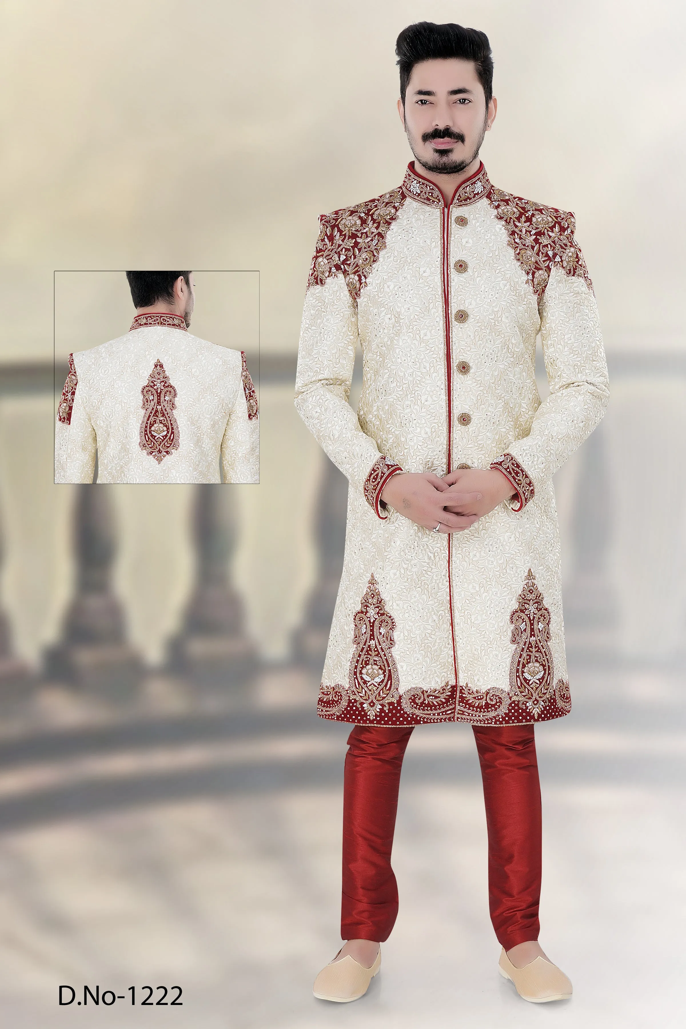 Sherwani (Custom Tailored) - (D.No.-1222)