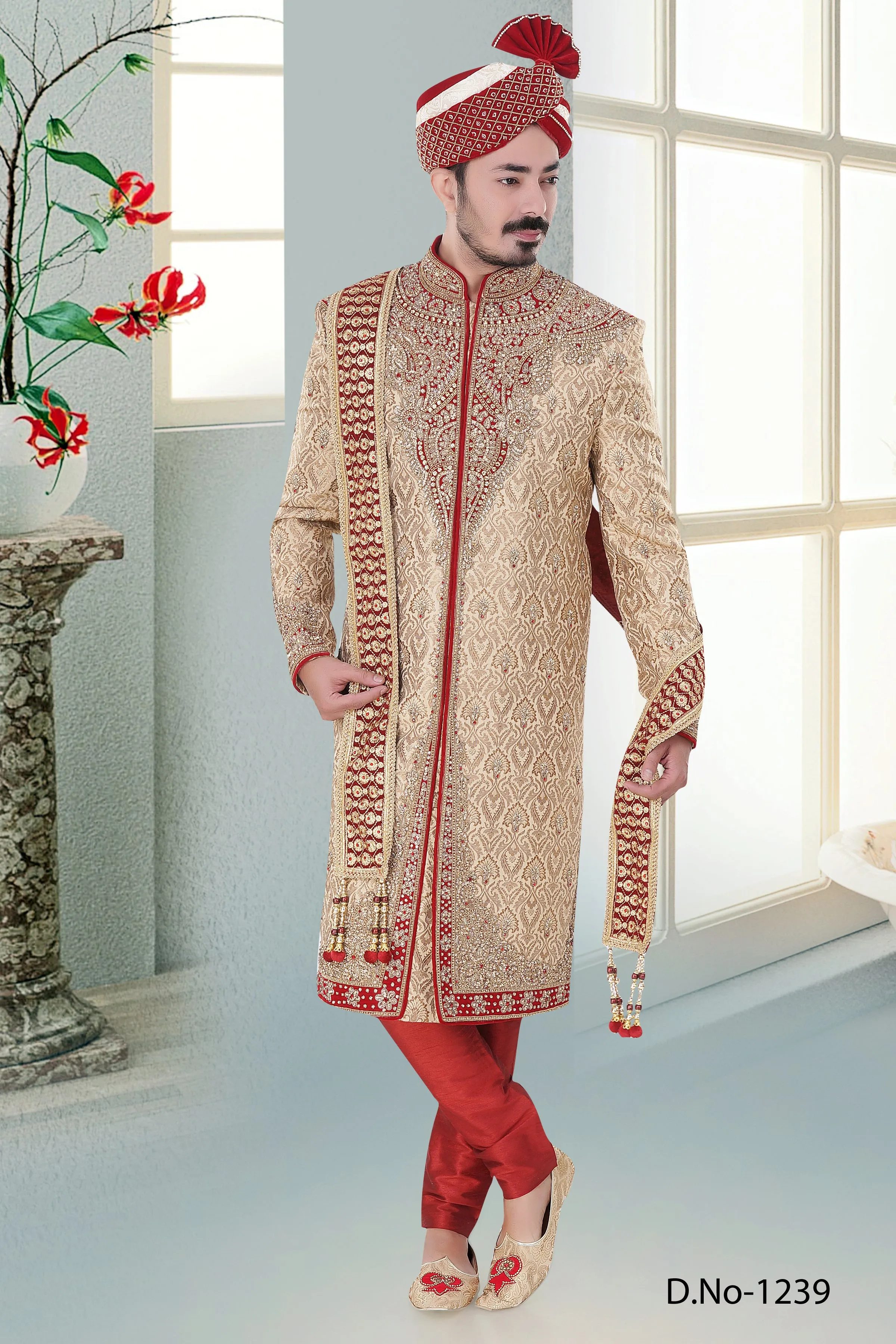 Sherwani (Custom Tailored) - (D.No.-1239)