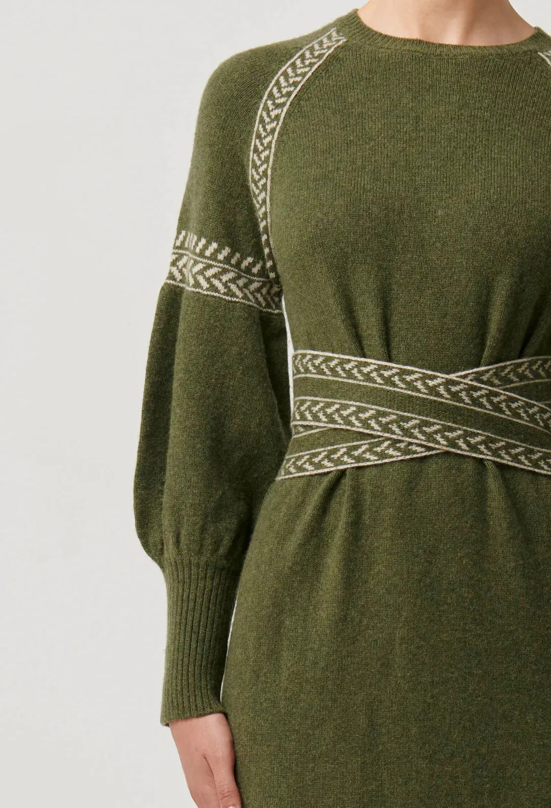 Sierra Merino Wool Blend Knit Dress in Moss