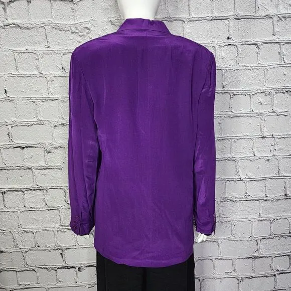 Silk Boutique 100% Purple Blazer with Cropped Vest, Women's 10 NWT