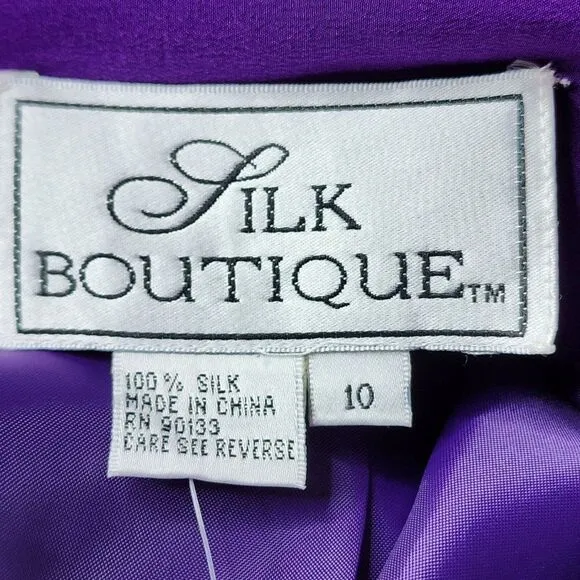 Silk Boutique 100% Purple Blazer with Cropped Vest, Women's 10 NWT