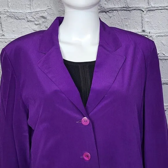 Silk Boutique 100% Purple Blazer with Cropped Vest, Women's 10 NWT