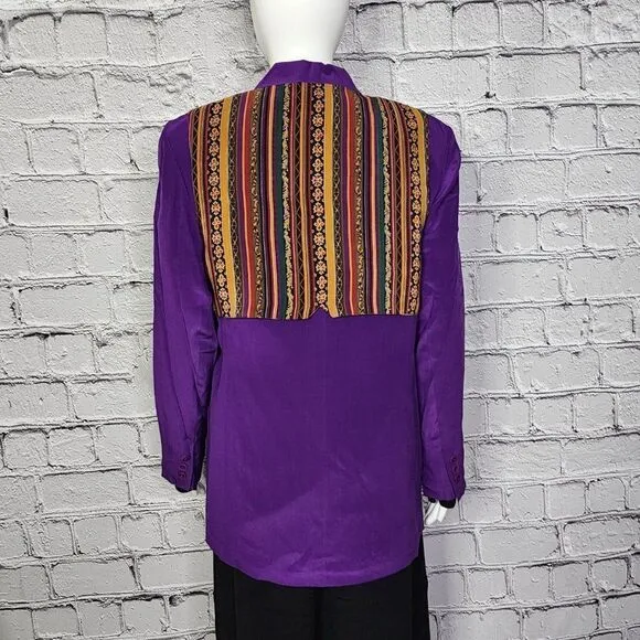Silk Boutique 100% Purple Blazer with Cropped Vest, Women's 10 NWT