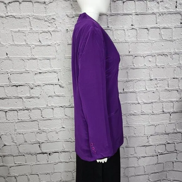 Silk Boutique 100% Purple Blazer with Cropped Vest, Women's 10 NWT