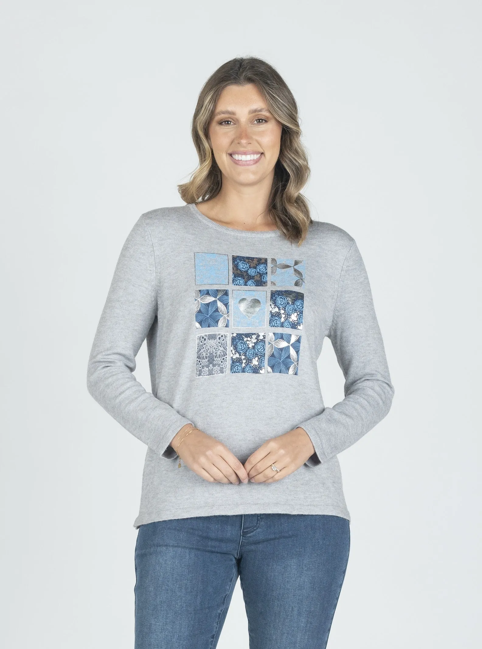 Silver Printed Pullover