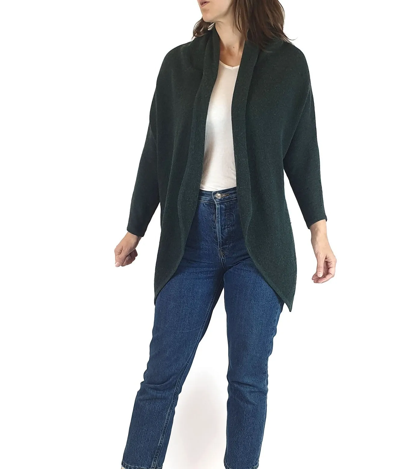 Skin & Threads green 100% extra fine merino wool cardigan size 1 (note: some pilling)