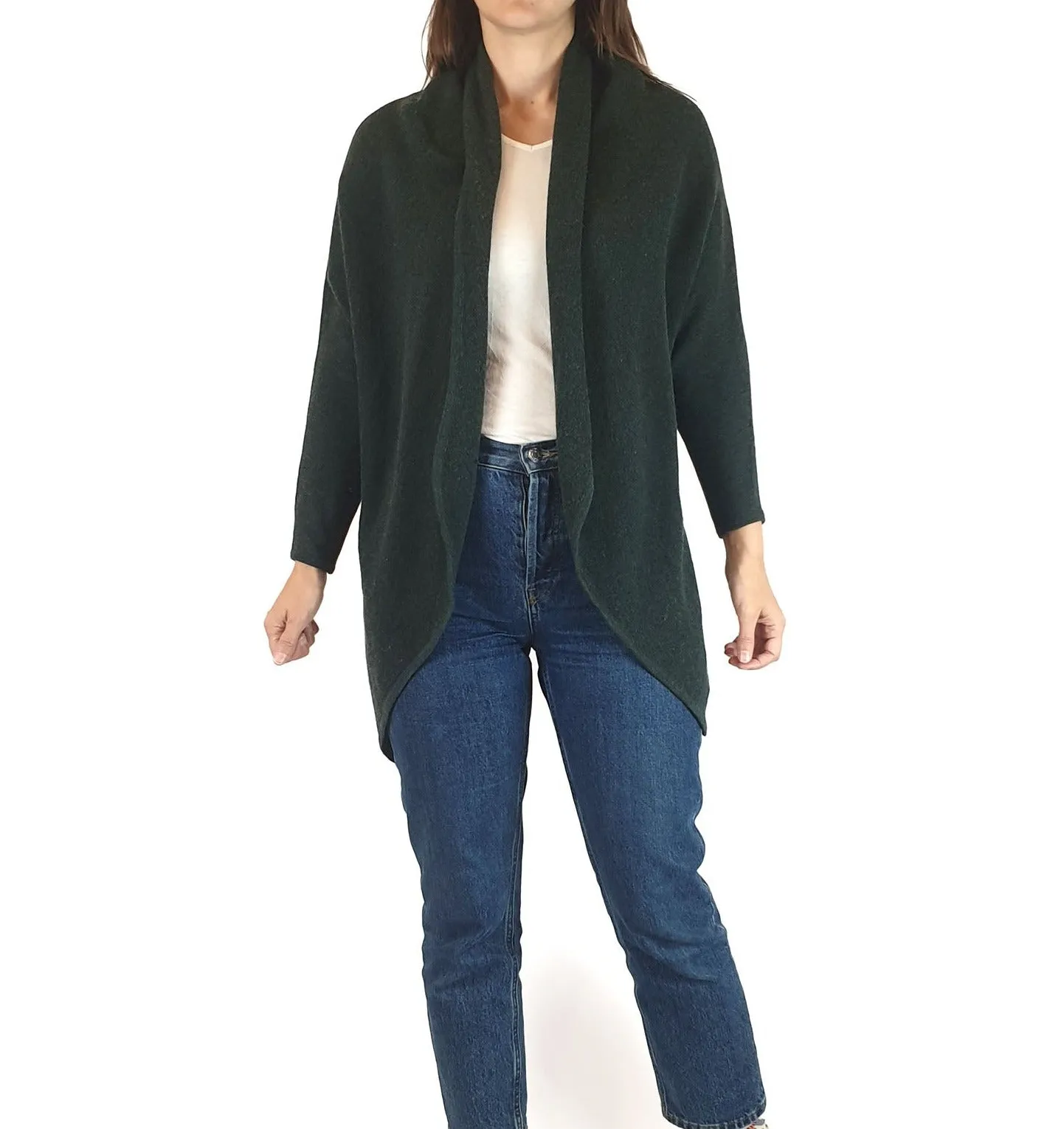 Skin & Threads green 100% extra fine merino wool cardigan size 1 (note: some pilling)
