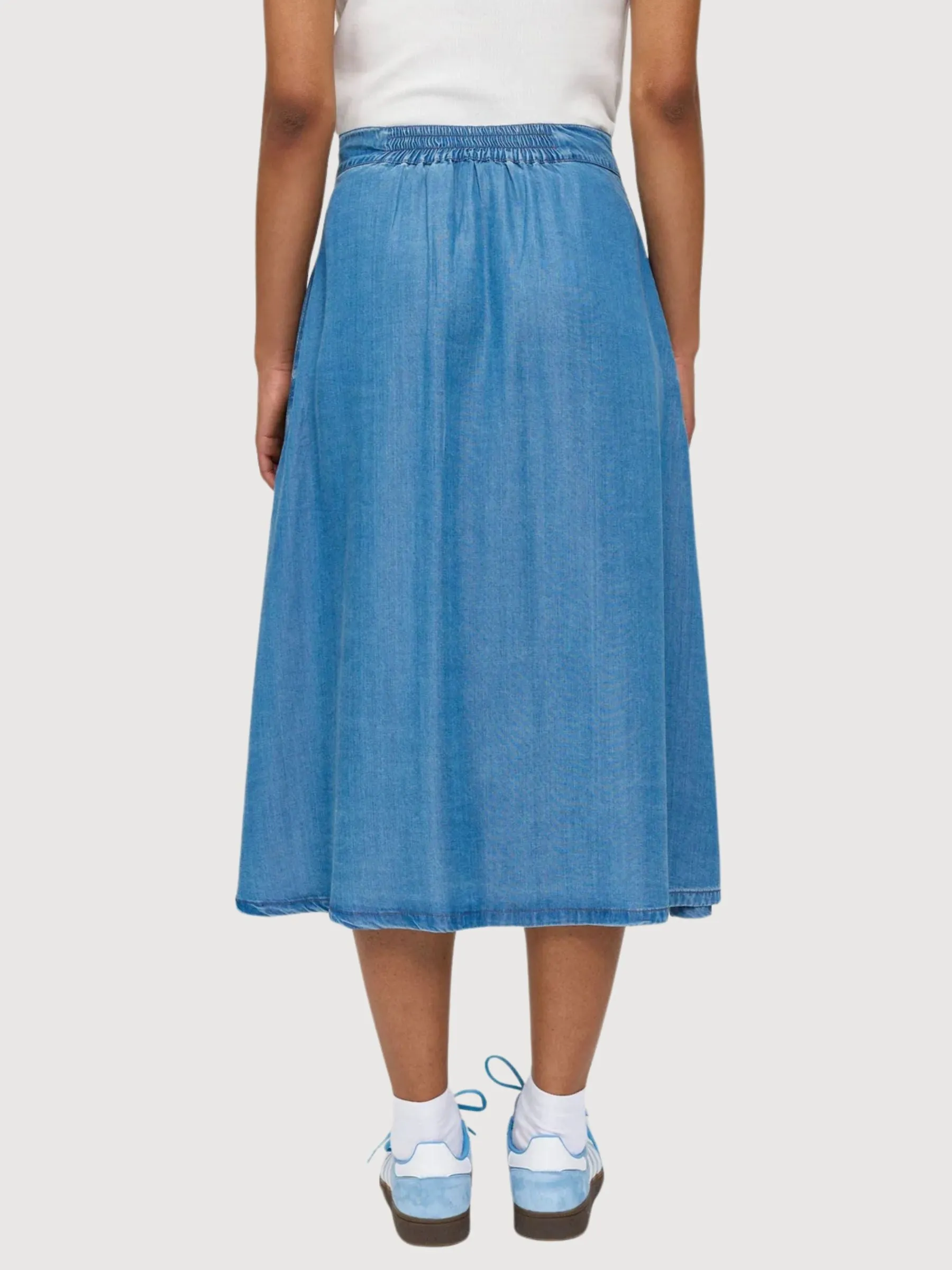 Skirt Denim Midi Dark Blue Lyocell | Mazine