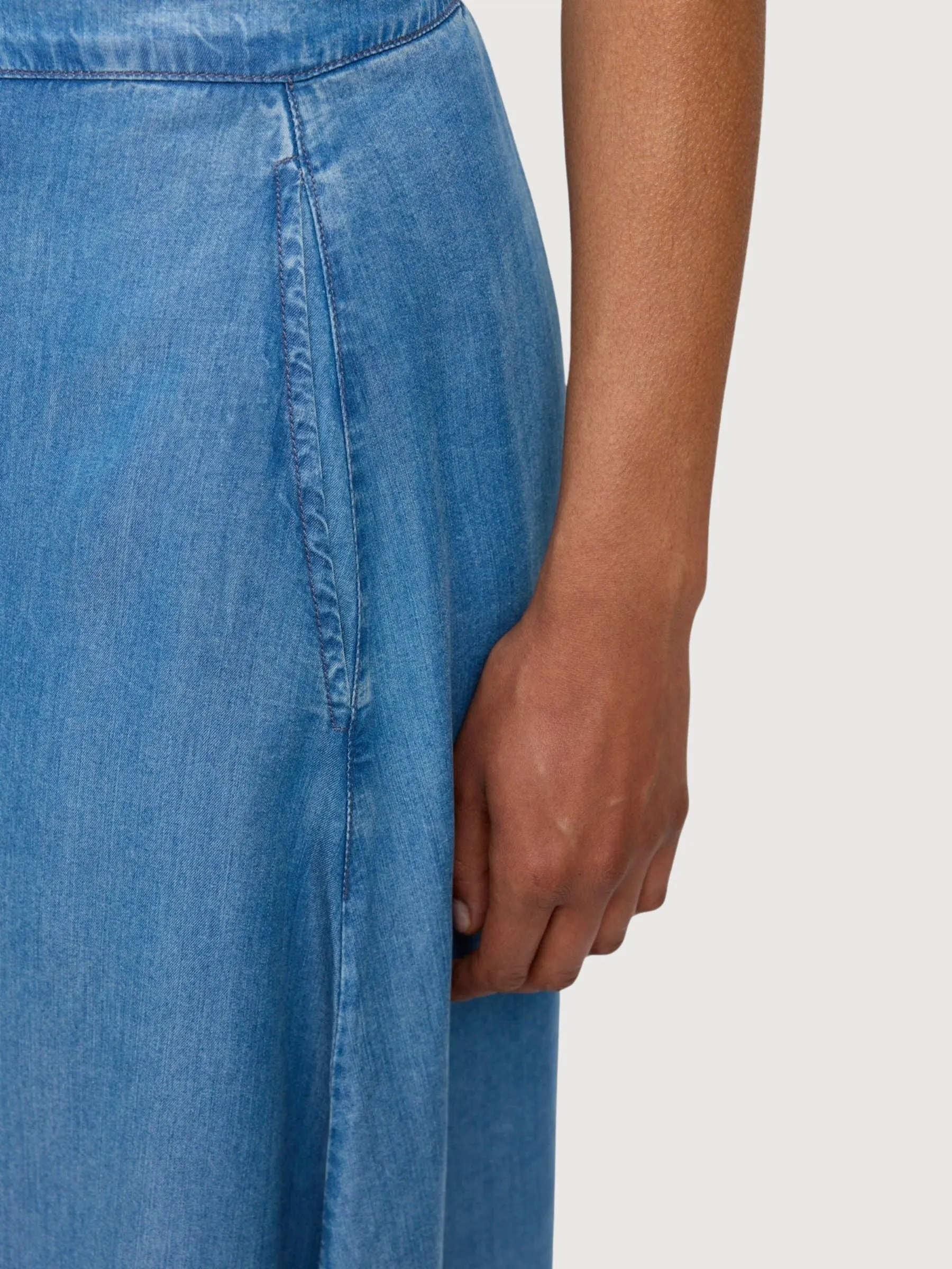 Skirt Denim Midi Dark Blue Lyocell | Mazine