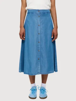 Skirt Denim Midi Dark Blue Lyocell | Mazine