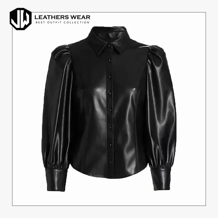 Sleeve Vegan Leather Shirt