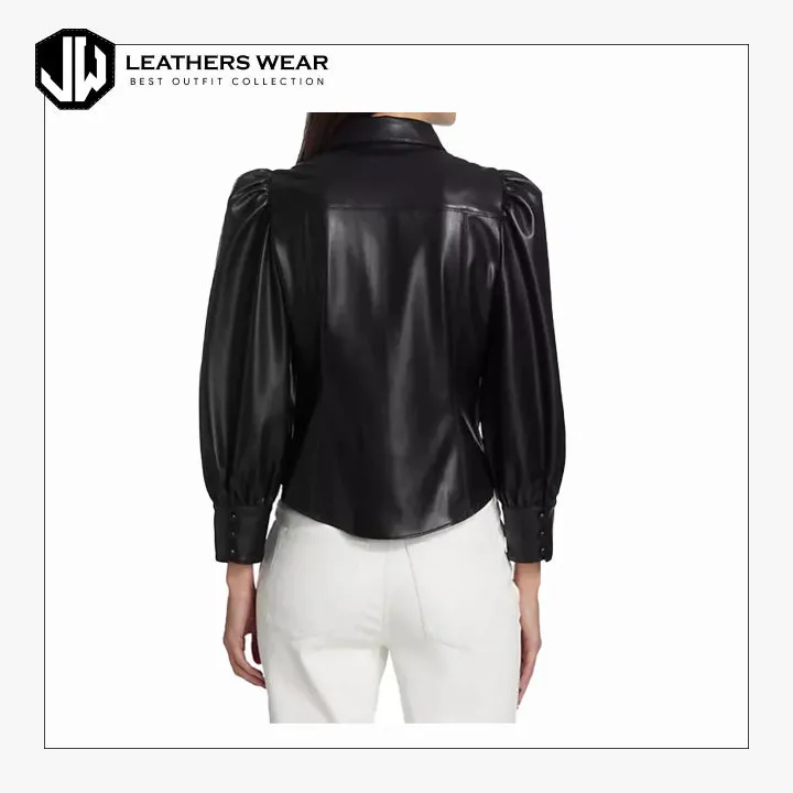Sleeve Vegan Leather Shirt