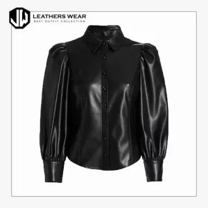 Sleeve Vegan Leather Shirt