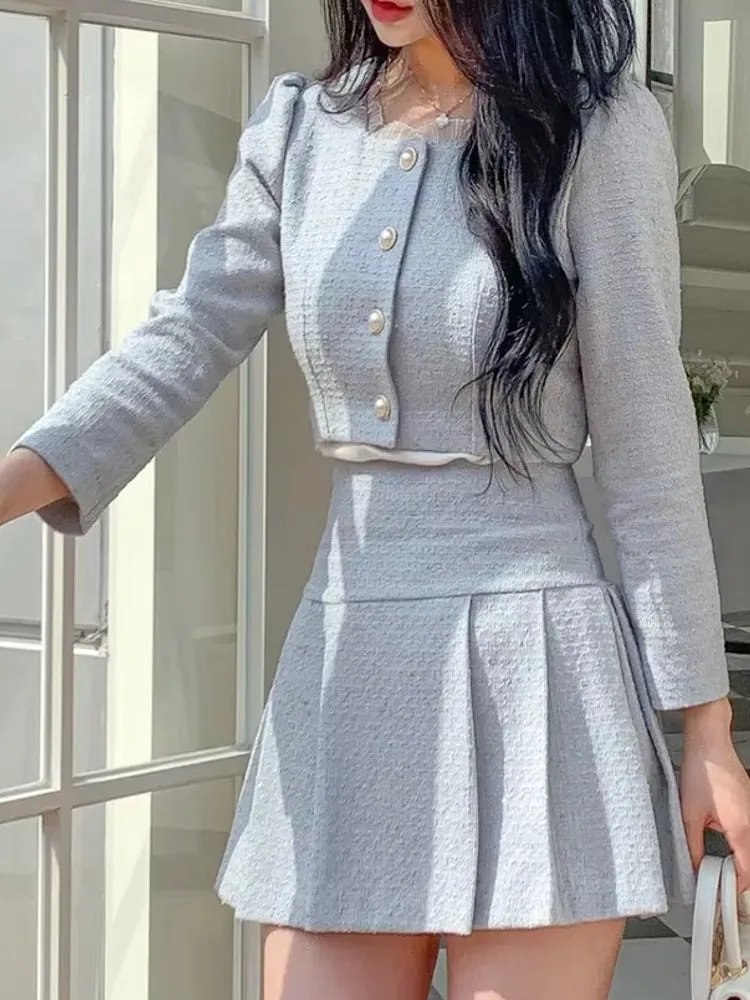 Slim Women High Waist Mini Skirts Sets