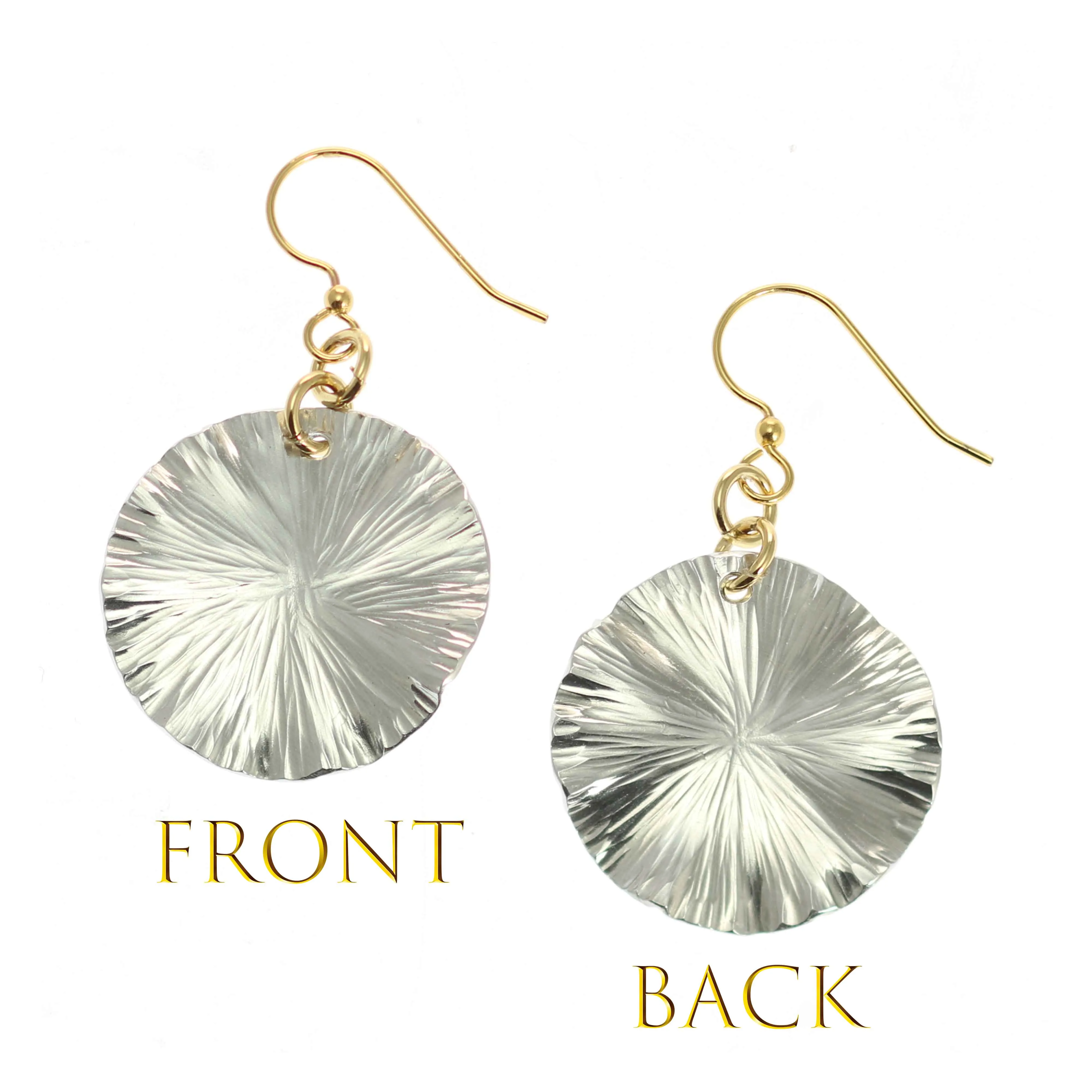 Small Aluminum Lily Pad Leaf Drop Earrings