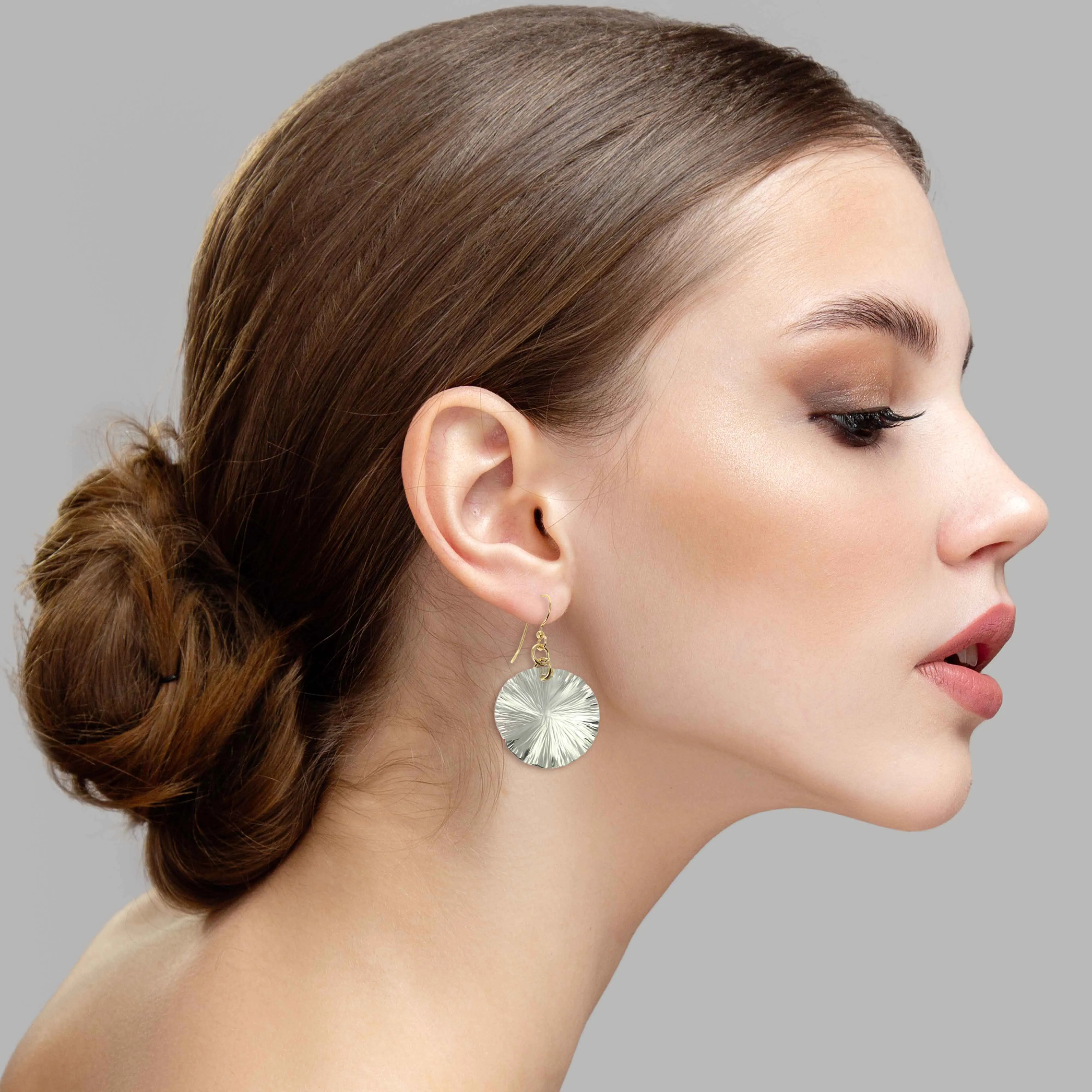 Small Aluminum Lily Pad Leaf Drop Earrings