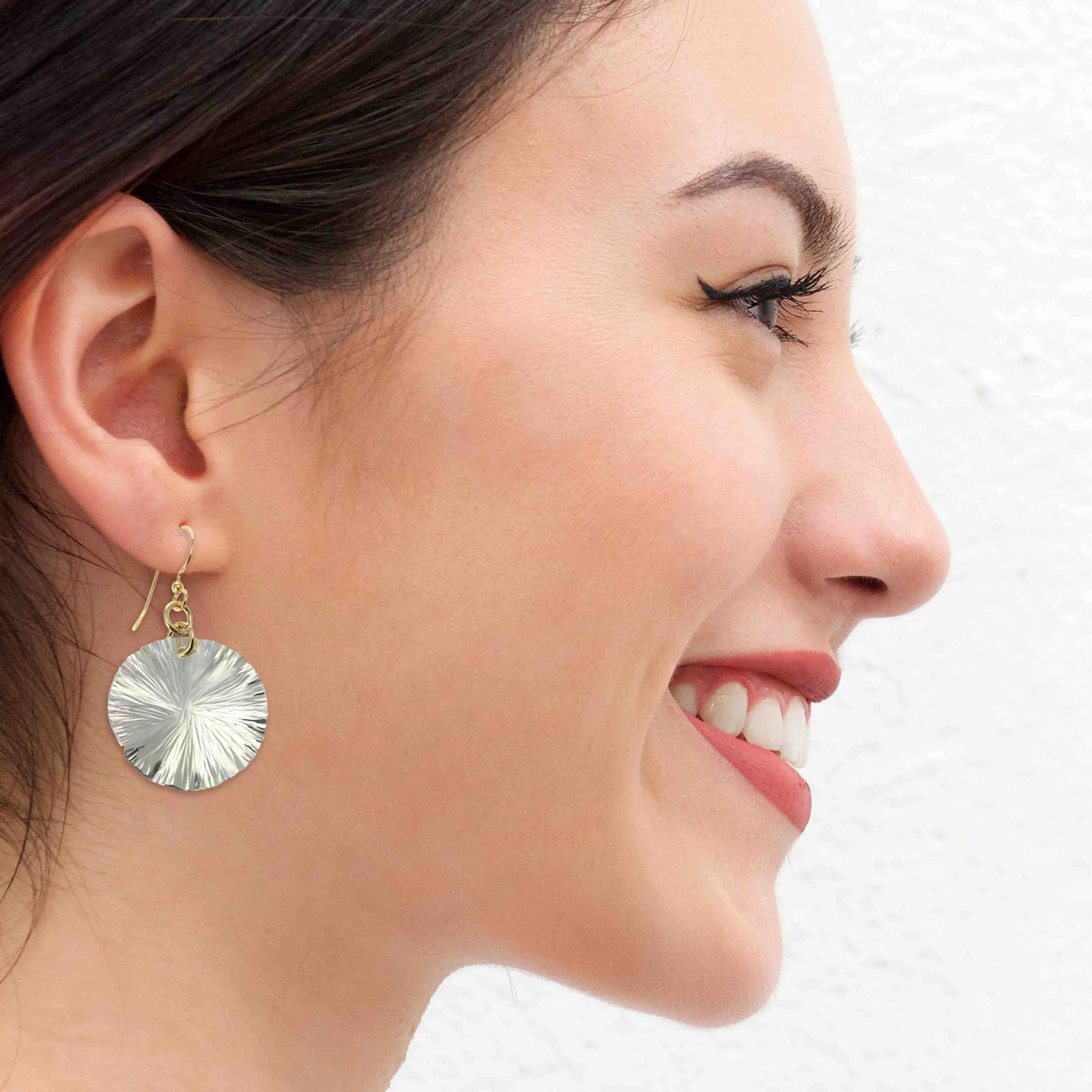 Small Aluminum Lily Pad Leaf Drop Earrings