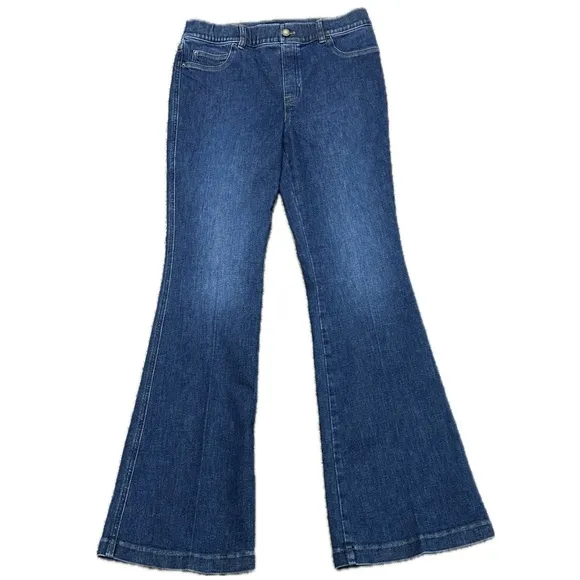 SPANX Jeans, Women's Size L, Blue Denim Stretch SPANXshape EveryWear Flare Jeans