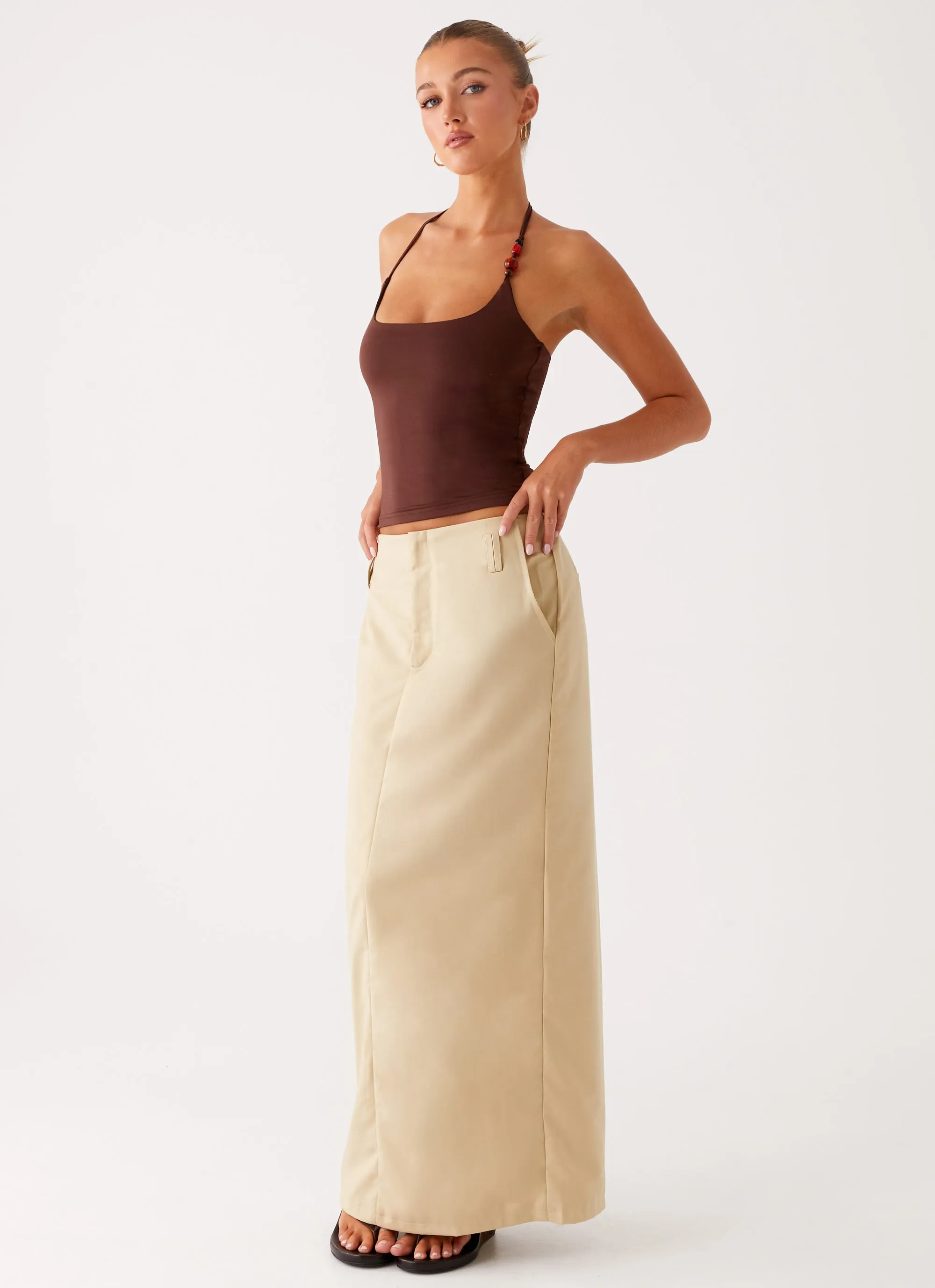 Stella Tailored Maxi Skirt - Beige