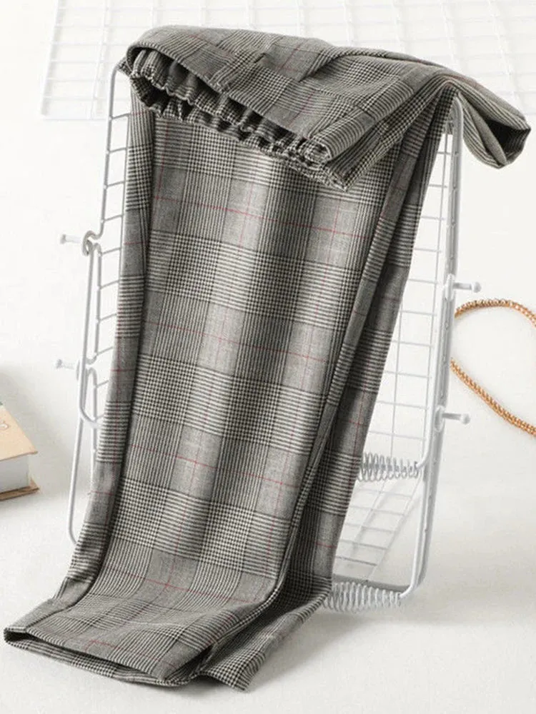 Straight  Plaid Split Formal Baggy Spodnie