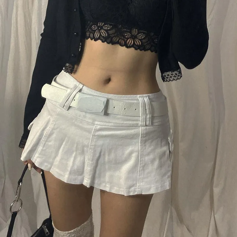 Street Hot Girl Denim Pleated Skirt