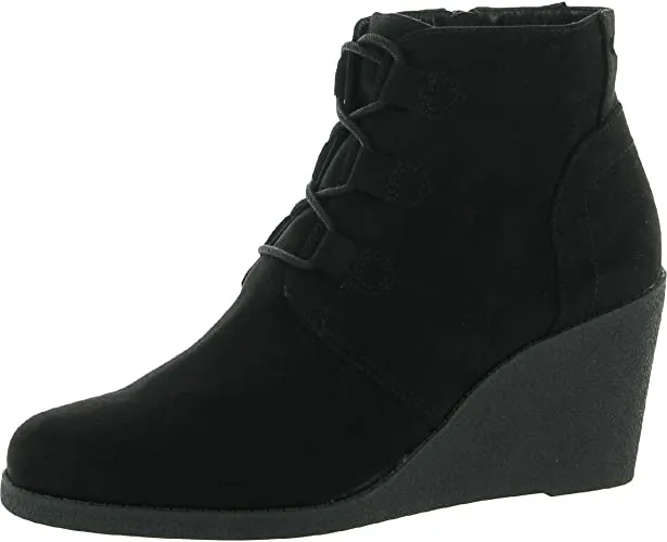 Style & Co. Womens Noellee Ankle Zip-Up Wedge Boots Black 8 Medium (B,M)