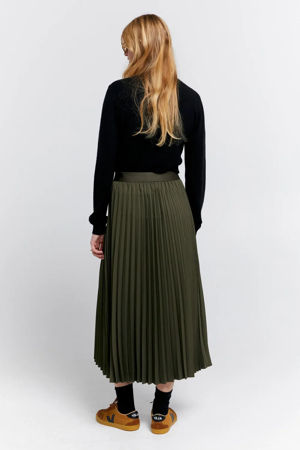 Sunray Pleated Skirt Olive Green