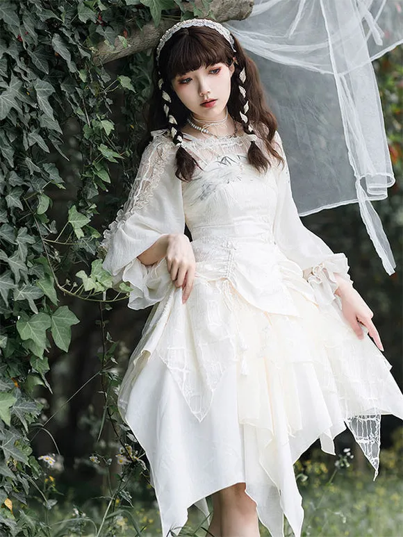 Sweet Lolita JSK Dress Ecru White Lolita Jumper Skirts