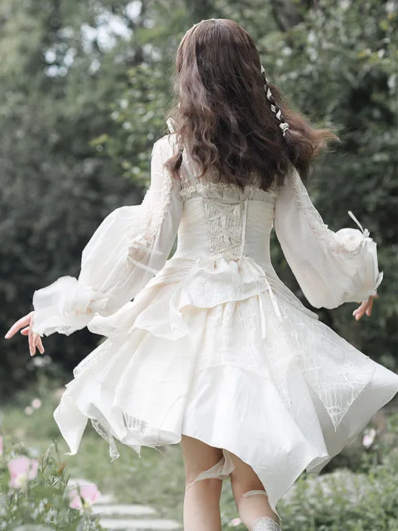Sweet Lolita JSK Dress Ecru White Lolita Jumper Skirts