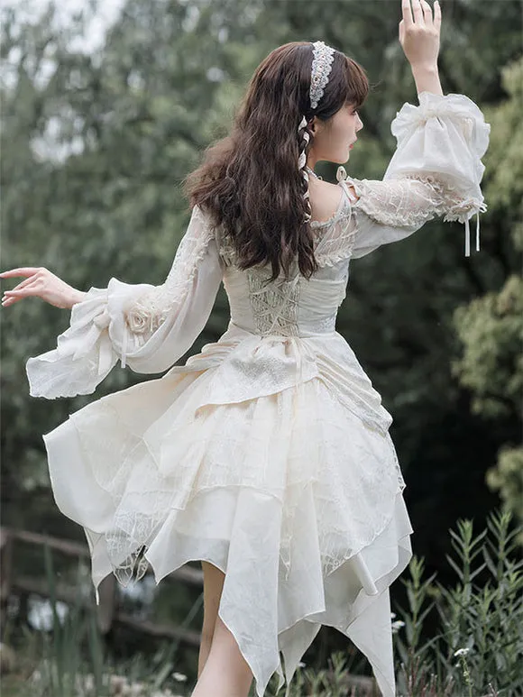 Sweet Lolita JSK Dress Ecru White Lolita Jumper Skirts