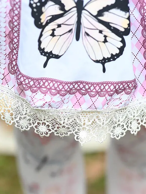 Sweet Lolita Overskirt Butterfly Floral Pattern Lavender Lace Lolita Skirts
