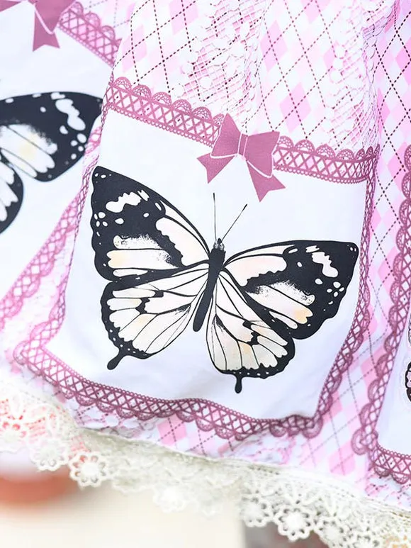 Sweet Lolita Overskirt Butterfly Floral Pattern Lavender Lace Lolita Skirts
