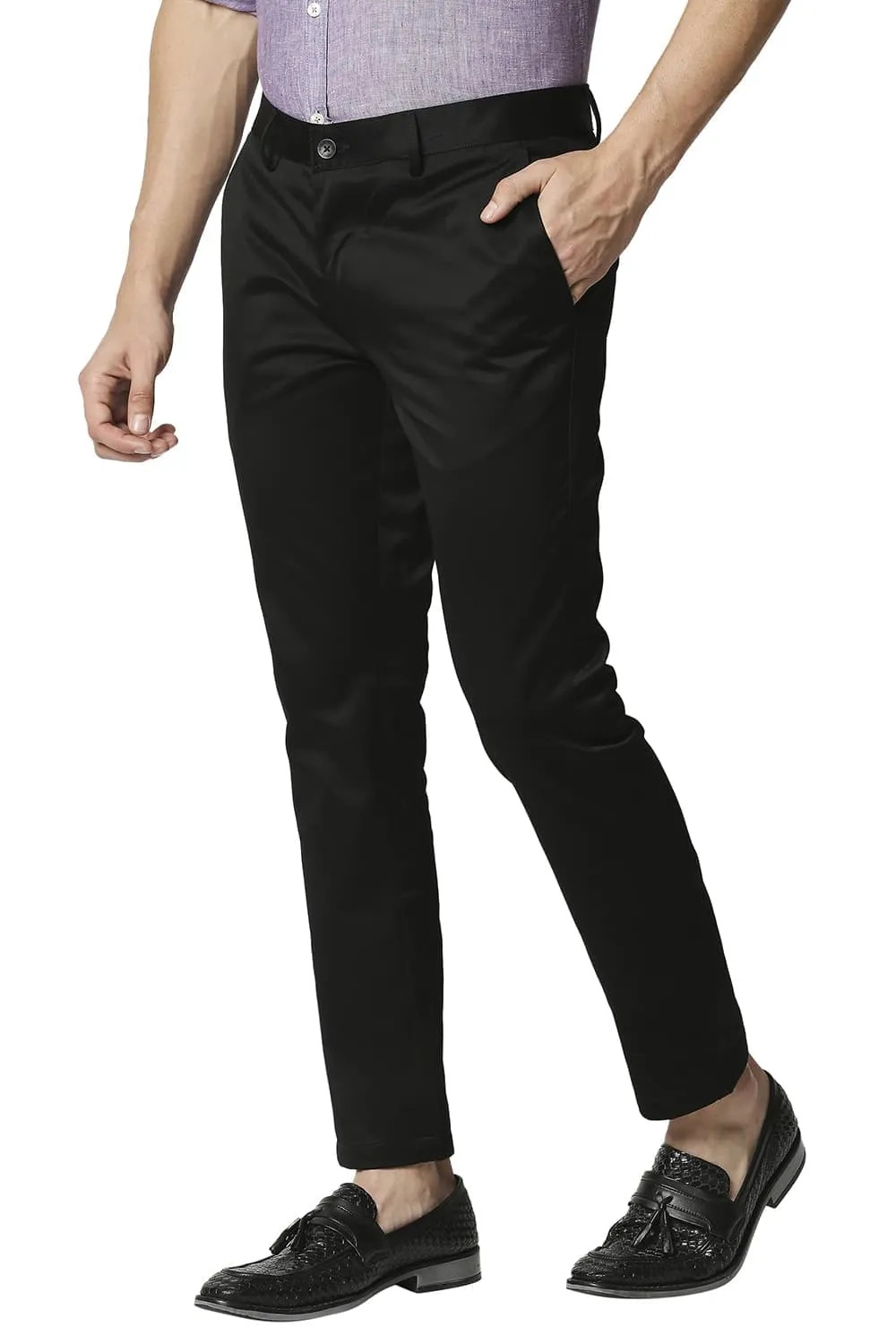 Tapered Fit Satin Trousers
