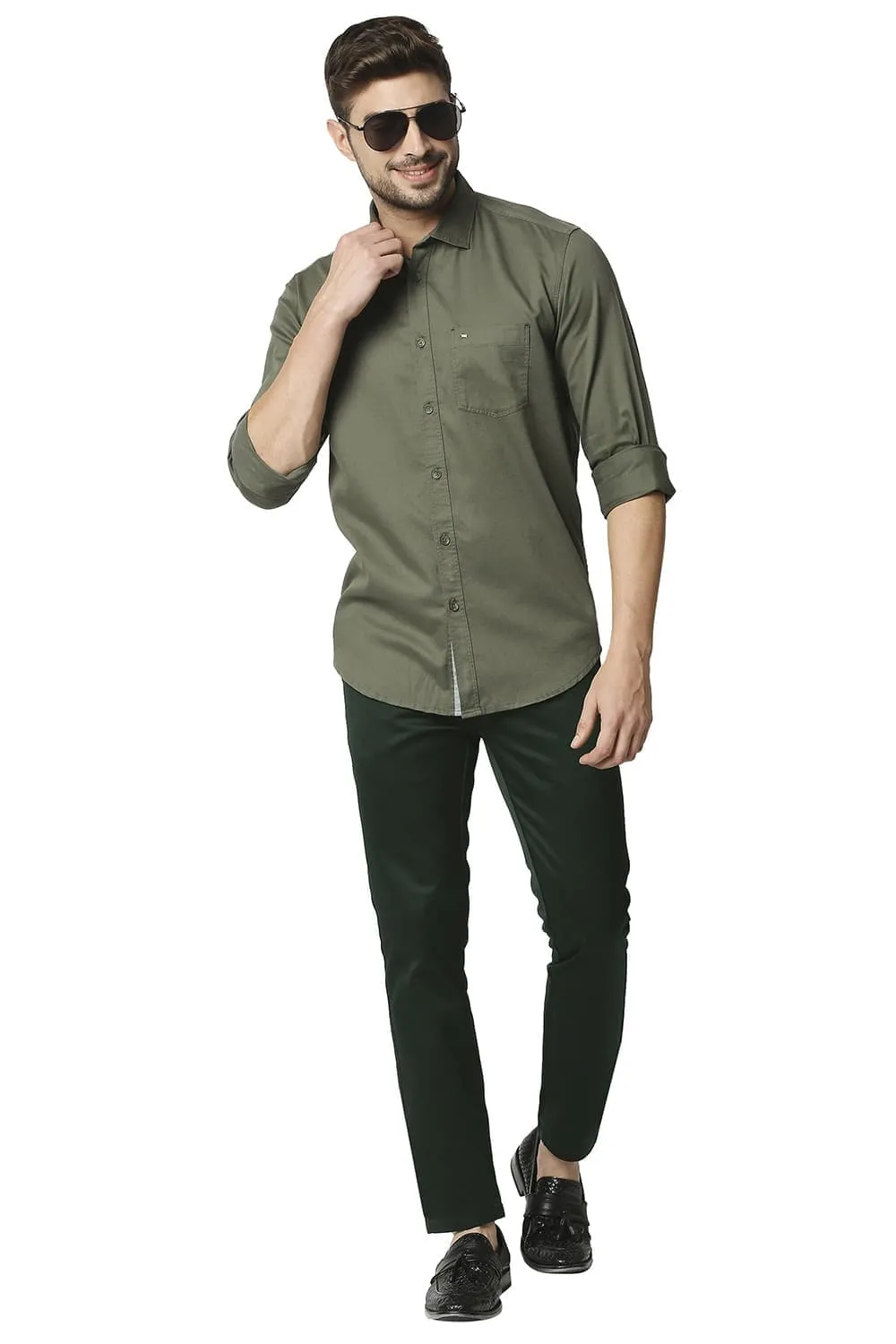 Tapered Fit Satin Trousers