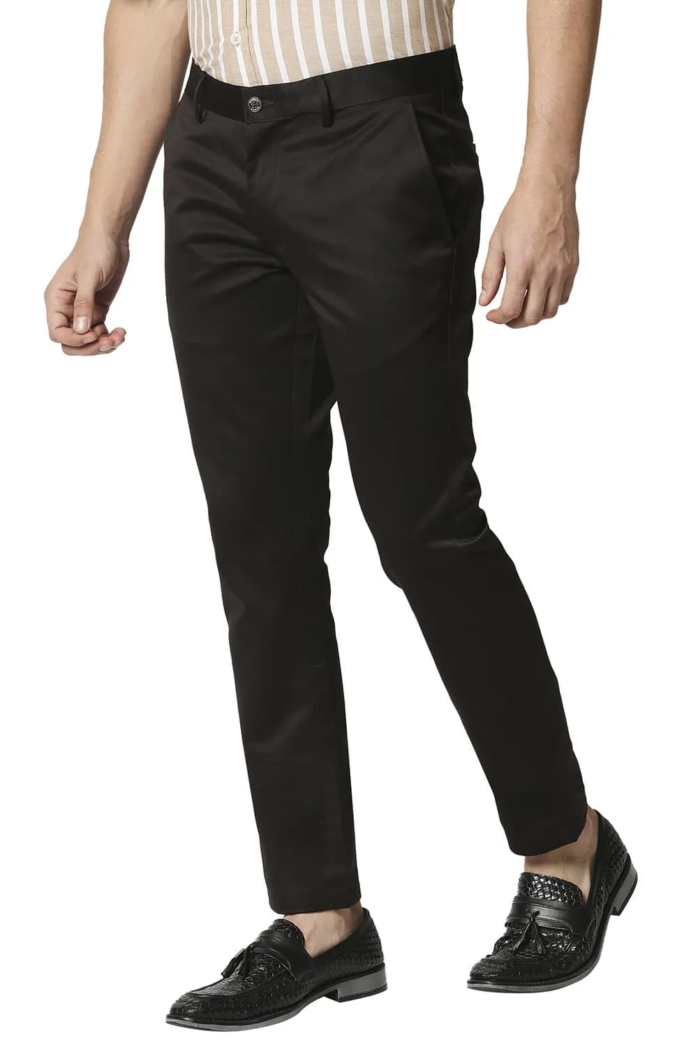 Tapered Fit Satin Trousers